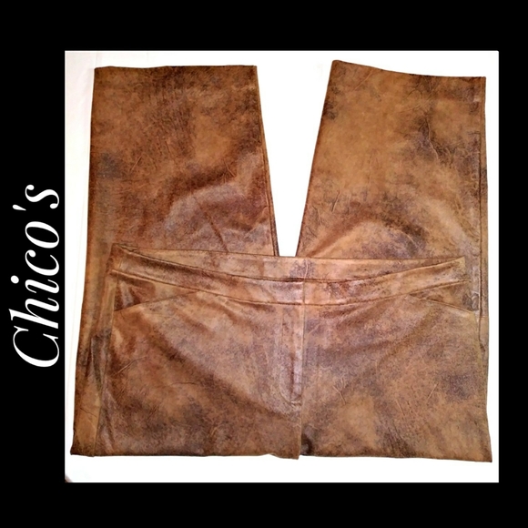 Chico's Faux Suede Wide Leg Crop Pants Tan Size 20